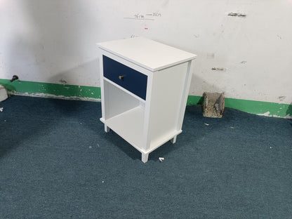 26.77''H Wooden Nightstand with One Drawer One Shelf for Kids, Adults, Navy+Golden handle image 8