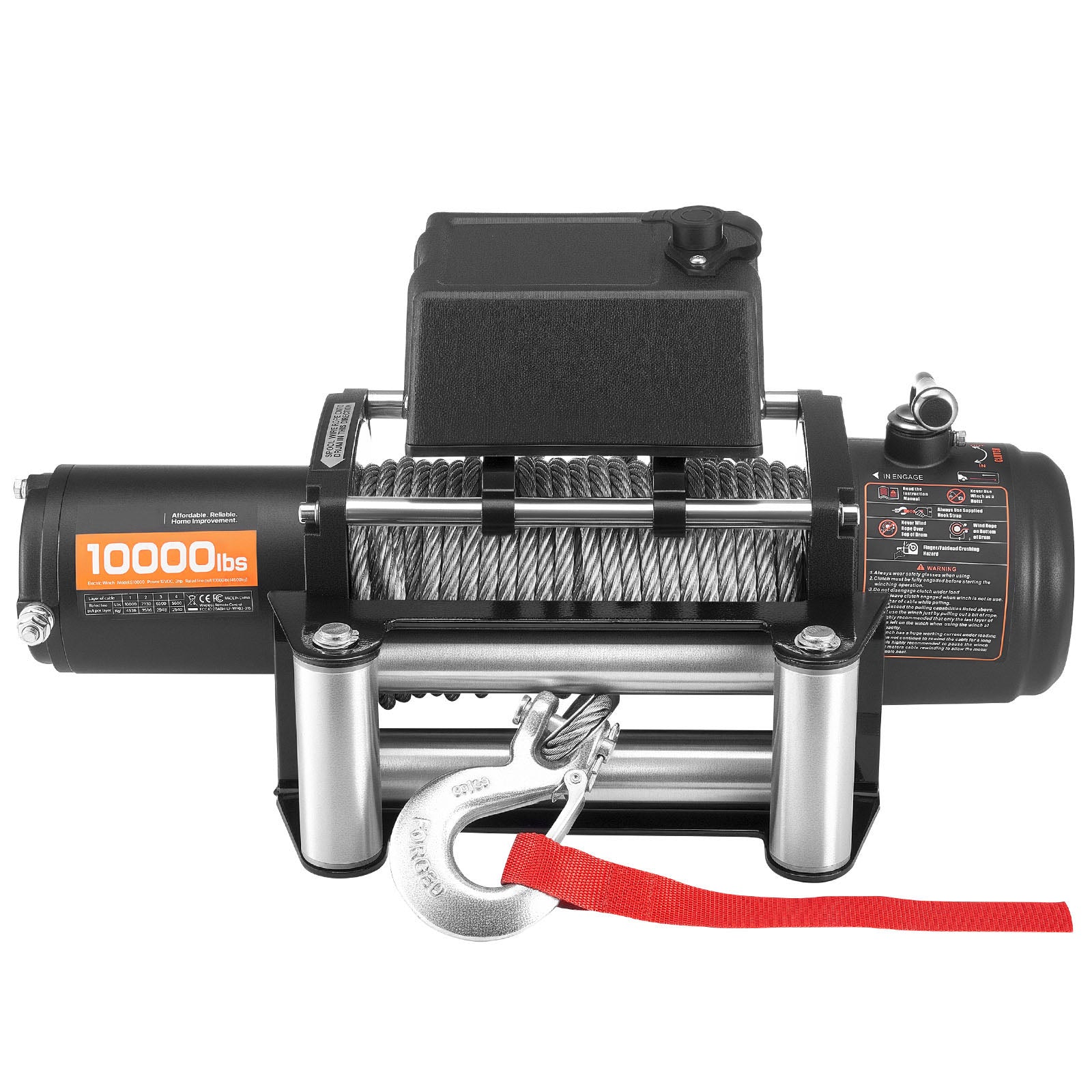 Electric Winch, 10000 lbs Load Capacity, 12V DC Truck Winch with Φ21/64 in x 65 ft Steel Rope, Wireless & Wired Remote Control, IP55 Waterproof for Towing SUV Jeep Trailer Boat Off-Road Vehicle image 3