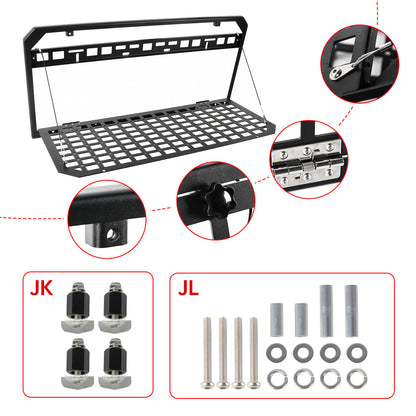 Tailgate Table Foldable Rear Cargo Shelf Compatible with Jeep Wrangler 2007-2017 JK JKU & 2018-2026 JL JLU (Not Fit JK Models with Stock Subwoofer) image 6