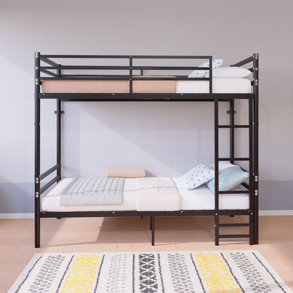 Bunk Bed Twin Over Twin for Kids/Teens/Adults Duty 2 Decker Bed with Flat Ladder, Metal Space Saver Bed with Stairs, Black image 7