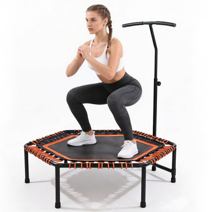 48" Mini Rebounder for Adults with Adjustable Handle Bar, Bungee Ropes, Stable & Quiet, Indoor Outdoor, Whole-Body Workout & Relaxation,Fitness Trampoline for Home and Gym, Cardio & Strength Training image 1