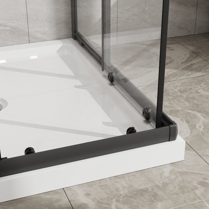 Goodyo Corner Shower Enclosure 36 in.D x 36 in. W x 72 in. H, Double Sliding Shower Door with White Shower Base, 1/5 in Clear Tempered Glass Shower Stall, Matte Black image 7