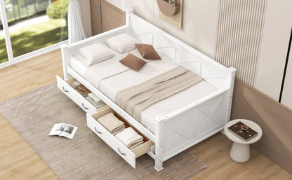 Twin Size Wooden Modern and Rustic Casual Style Daybed, Cream White image 5