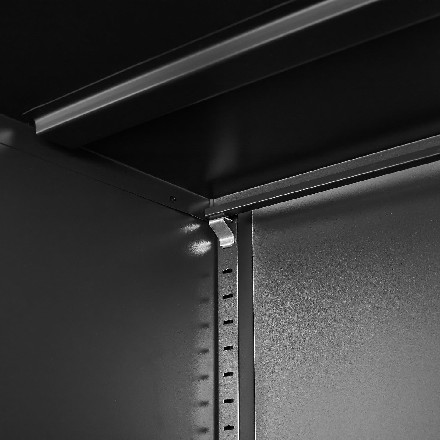 Wide & Deep Metal Storage Cabinet with Hanging Rod,Black Broom Closet Storage Cabinet with Lock, Tall Wardrobe Cabinets with Doors and Shelves,Locking Steel Tool Cabinets for Home,Office,Garage image 3