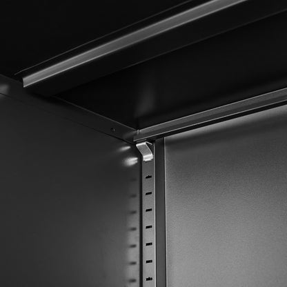 Wide & Deep Metal Storage Cabinet with Hanging Rod,Black Broom Closet Storage Cabinet with Lock, Tall Wardrobe Cabinets with Doors and Shelves,Locking Steel Tool Cabinets for Home,Office,Garage image 3