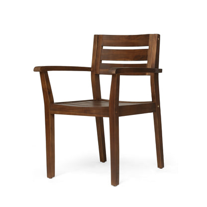 STAMFORD Dining Chairs Set of 2,Acacia Wood Patio Armchair,for Backyard, Poolside, Garden,Dark Brown image 5