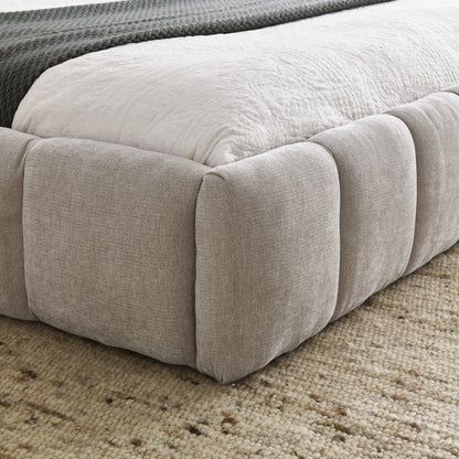 Queen Size Upholstered Bed Frame with Thick Fabric, Chenille Fabric Grounded Queen Size Platform Bed with Headboard and Solid Frame. No Box Spring Needed, Beige(68''*86.5''*23.5'') image 5