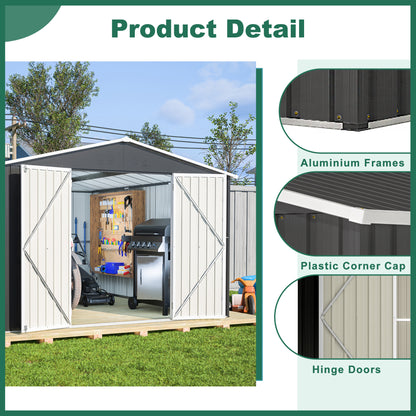 Outdoor Storage Shed 10x12 FT, Utility Metal Tool Storage with Lockable Doors and Updated Frame Structure, Large Metal Garden Shed for Backyard, Patio Lawn, Black image 5