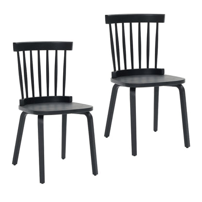 Windsor Dining Chairs Set of 2,Wood Farmhouse Spindle Back, Widen Seat, Mid-Century Modern French Country Style, for Living Room Restaurant, Black image 1
