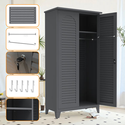 73'' Tall Metal Tool Storage Cabinet, with Ample Storage Space for Garage,Warehouse,Garden,Office, Living Room,Bathroom,Utility Room (Slate) image 5