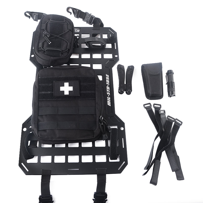 17515 Rigid Molle Panels For Vehicles Truck Mount Rack Panel Tactical Seat Back Organizer with 2 Organizer Storage Bag, 1 Multi-tool Pliers, 1 Flashlight and 5 Fastening Tape image 3