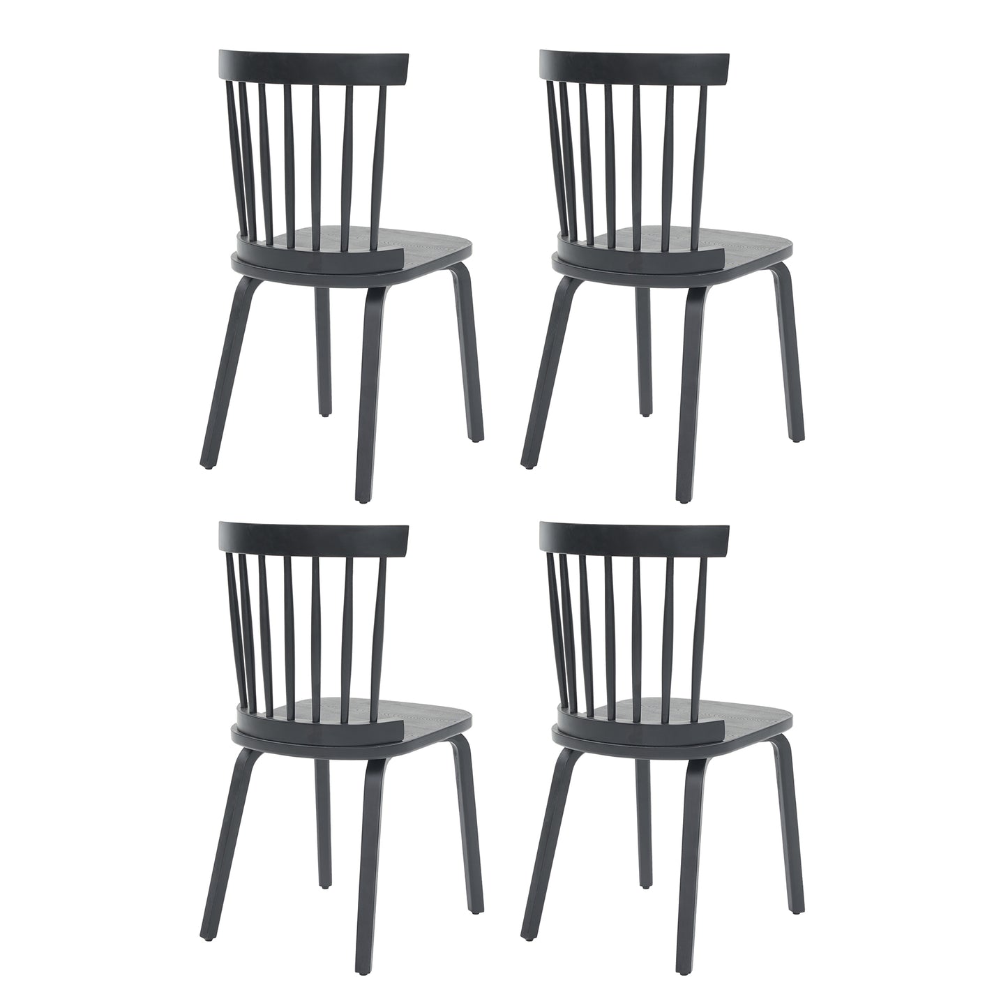 Windsor Dining Chairs Set of 4,Wood Farmhouse Spindle Back, Widen Seat, Mid-Century Modern French Country Style, for Living Room Restaurant, Black image 10
