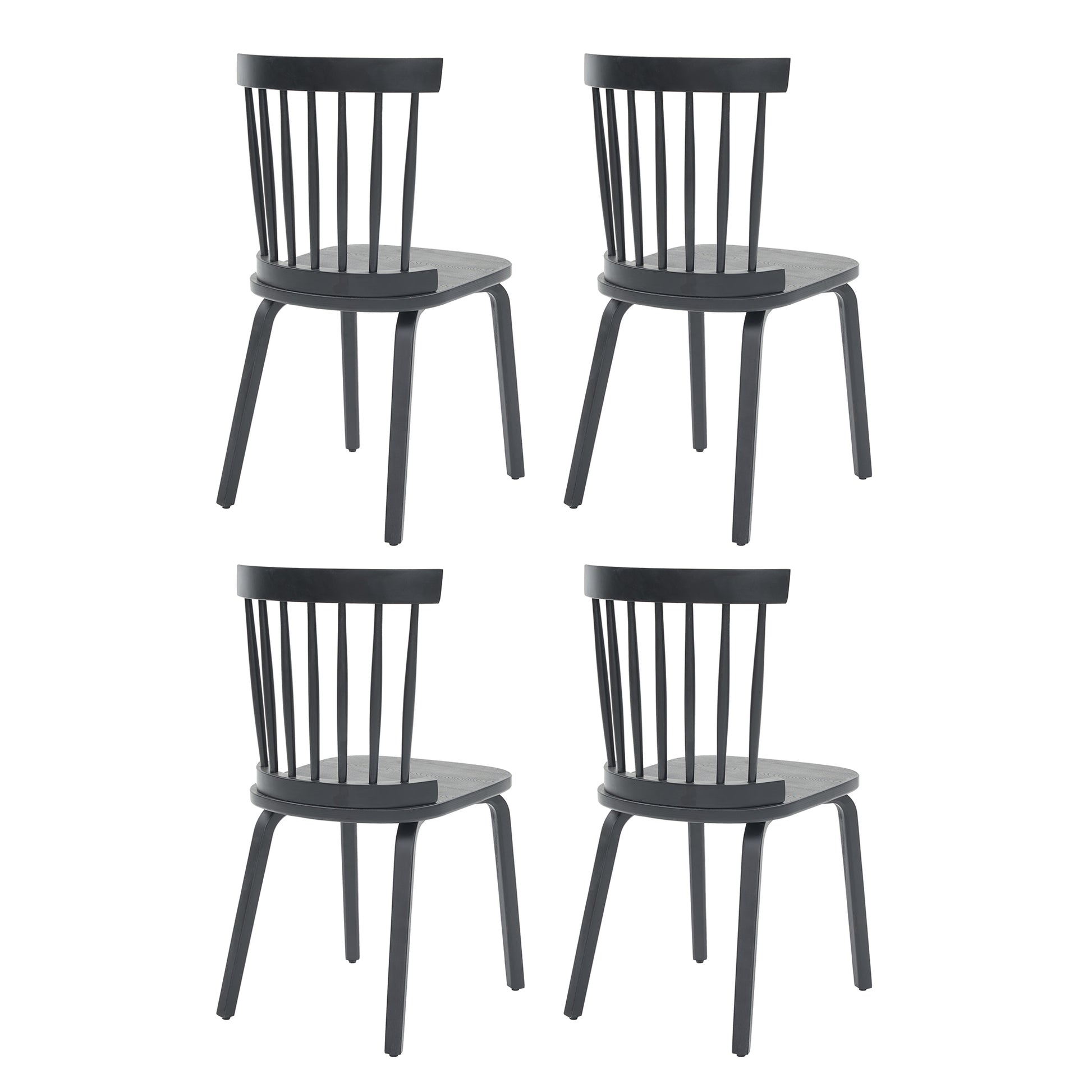 Windsor Dining Chairs Set of 4,Wood Farmhouse Spindle Back, Widen Seat, Mid-Century Modern French Country Style, for Living Room Restaurant, Black image 10