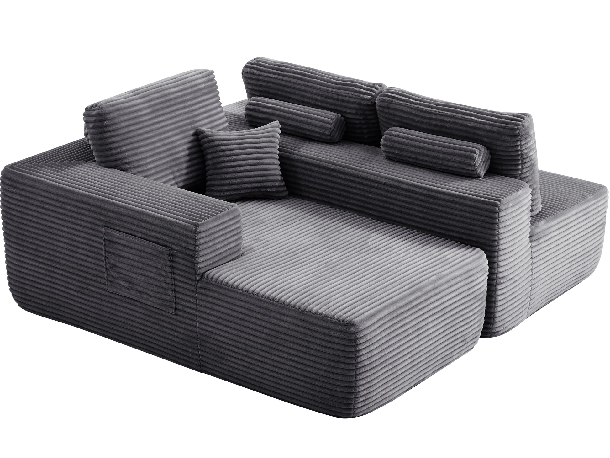 104" Cloud Sectional Sofa with L-Shape Chaise and Side Pockets, Modern Modular Design, Deep Seating, Upholstered Couch for Living Room/Bedroom, No Assembly Required (Plush Fabric), Grey, Left-facing image 9