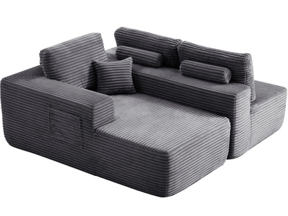 104" Cloud Sectional Sofa with L-Shape Chaise and Side Pockets, Modern Modular Design, Deep Seating, Upholstered Couch for Living Room/Bedroom, No Assembly Required (Plush Fabric), Grey, Left-facing image 9