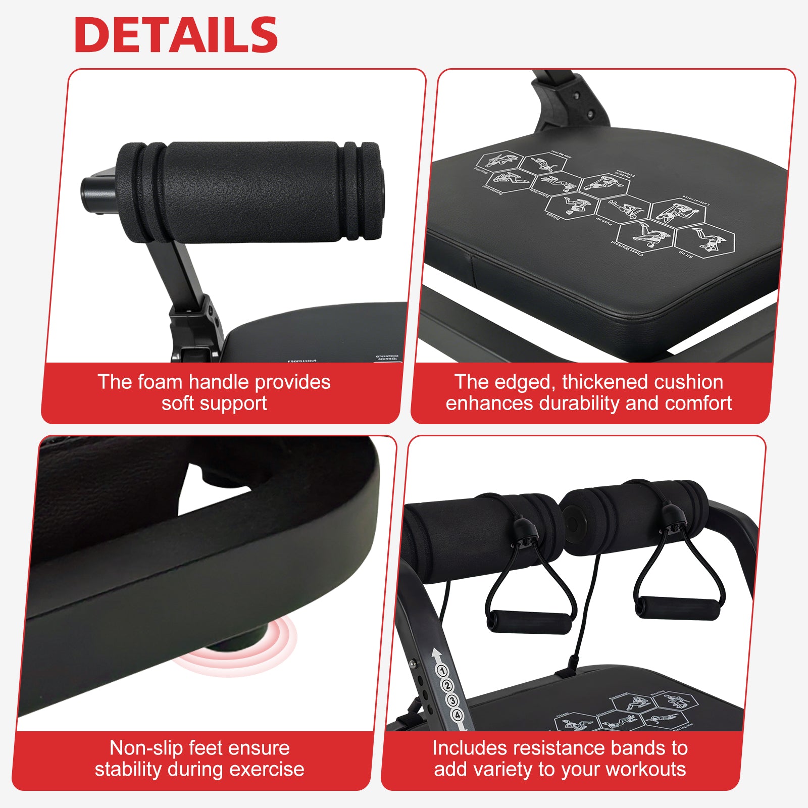 Ab Core Trainer Abdominal Machine for Home Gym with Resistance Bands Black image 5