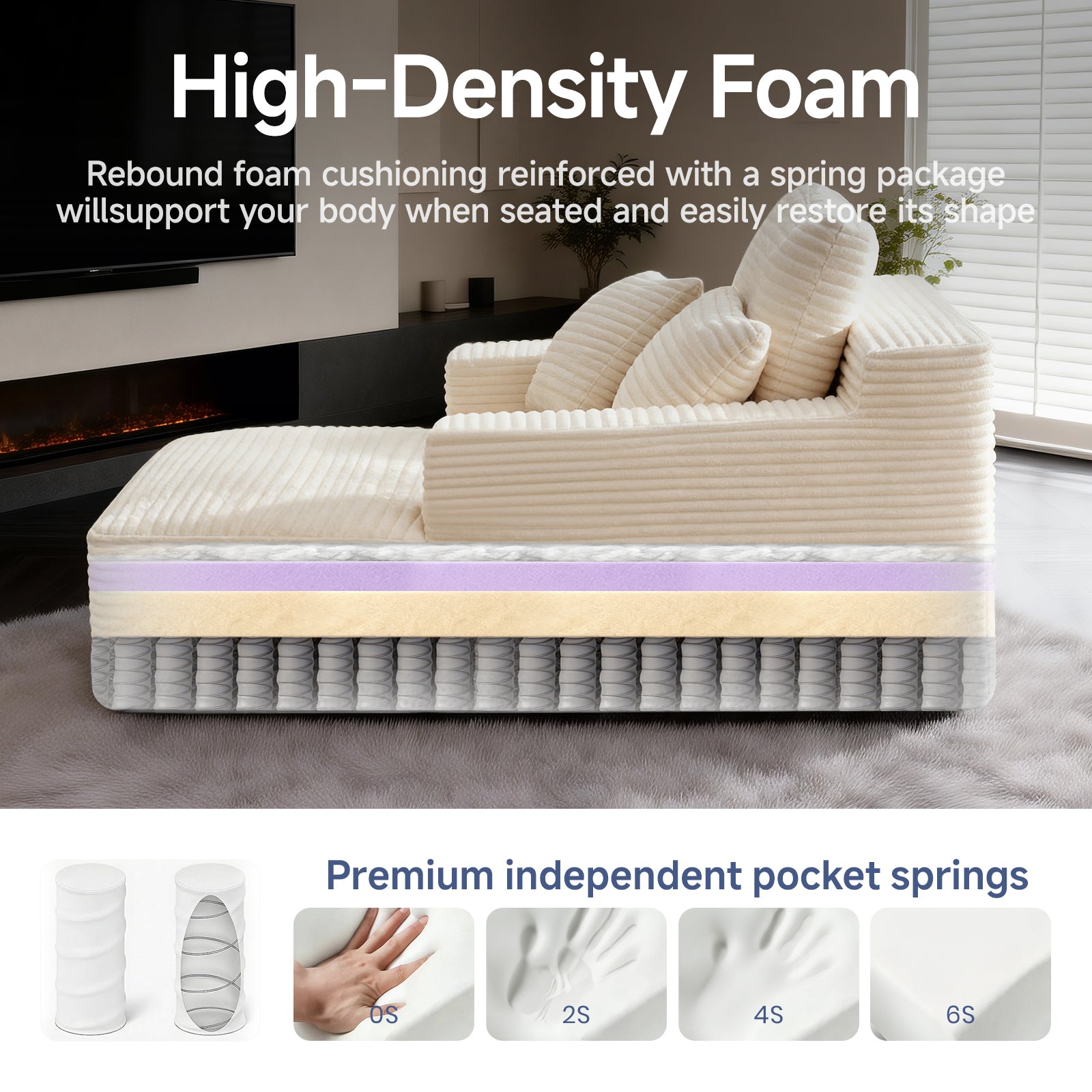 Chaise Lounges,No-assembly vacuum-compressed tofu-shaped imperial concubine sofa, striped plush fabric sofa bed for small apartments image 5