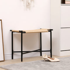 Vanity Stools Handwoven Paper Rope Ottoman for Entryway Natural Footstool for Living Room  (Natural)
