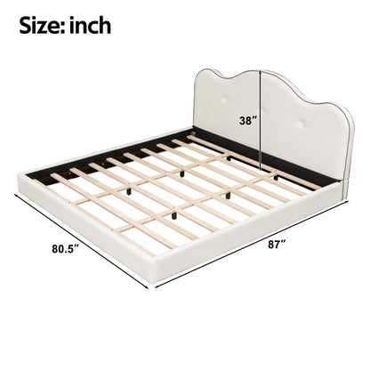 King Size Upholstered Platform Bed, Beige image 9