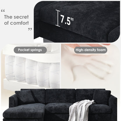 [NEW SKU of N723S6037B]96" Modern Cloud Sectional Sofa, L-shaped Luxury Couch Set with 2 Free pillows, 4-seat Chenille Indoor Furniture with Oversized Chaise for Living Room, Apartment, Office image 8