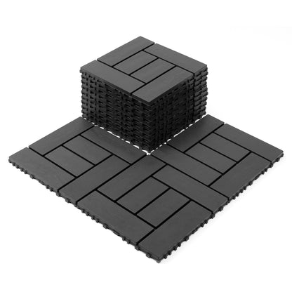 12-inch ZZ style interlocking deck tiles, DIY modular interlocking decking floor tiles, indoor and outdoor floor tiles, courtyard floor tiles that easy to install quickly,44 pieces dark gray image 2