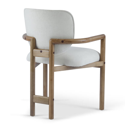 Dining Chairs Set of 2 Upholstered Arm Chairs, Rubber Wood Accent Chairs White Fabric Seating, 300 LBS Weight Capacity image 10