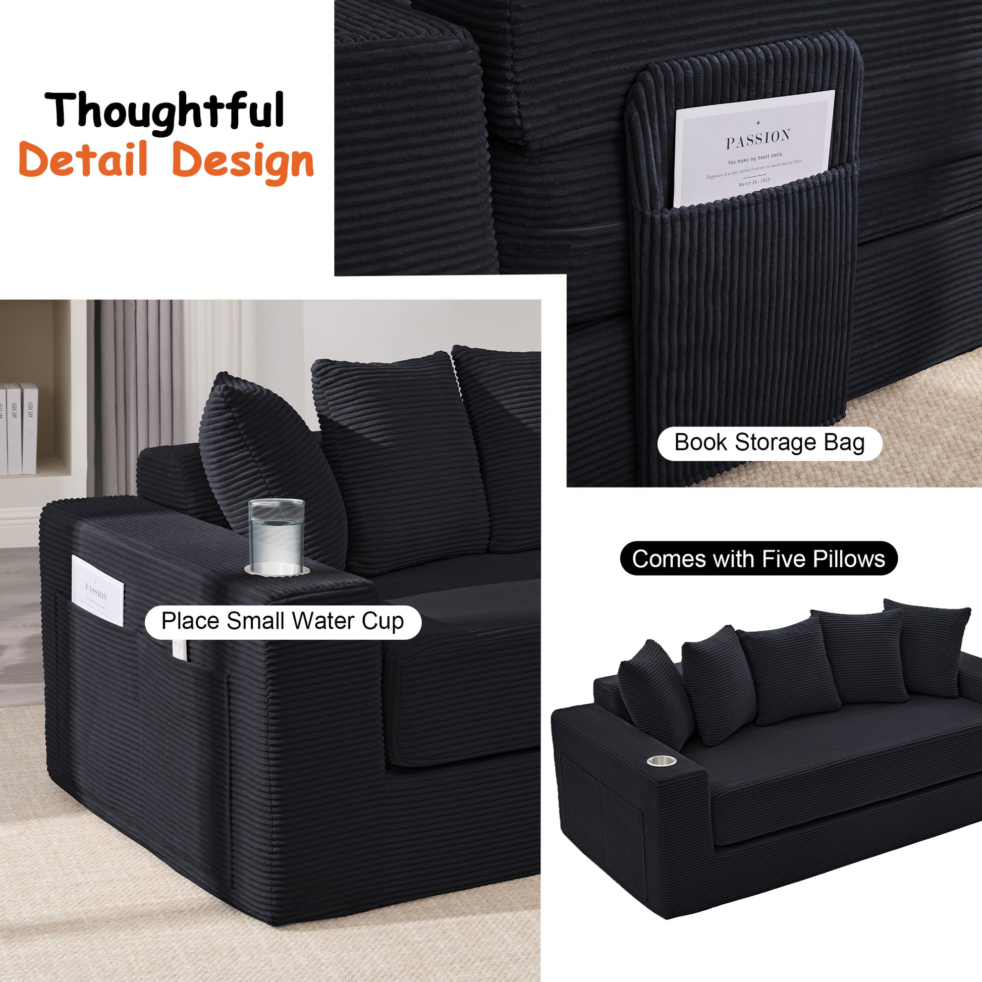 76IN Folding Convertible Sofa Bed image 2