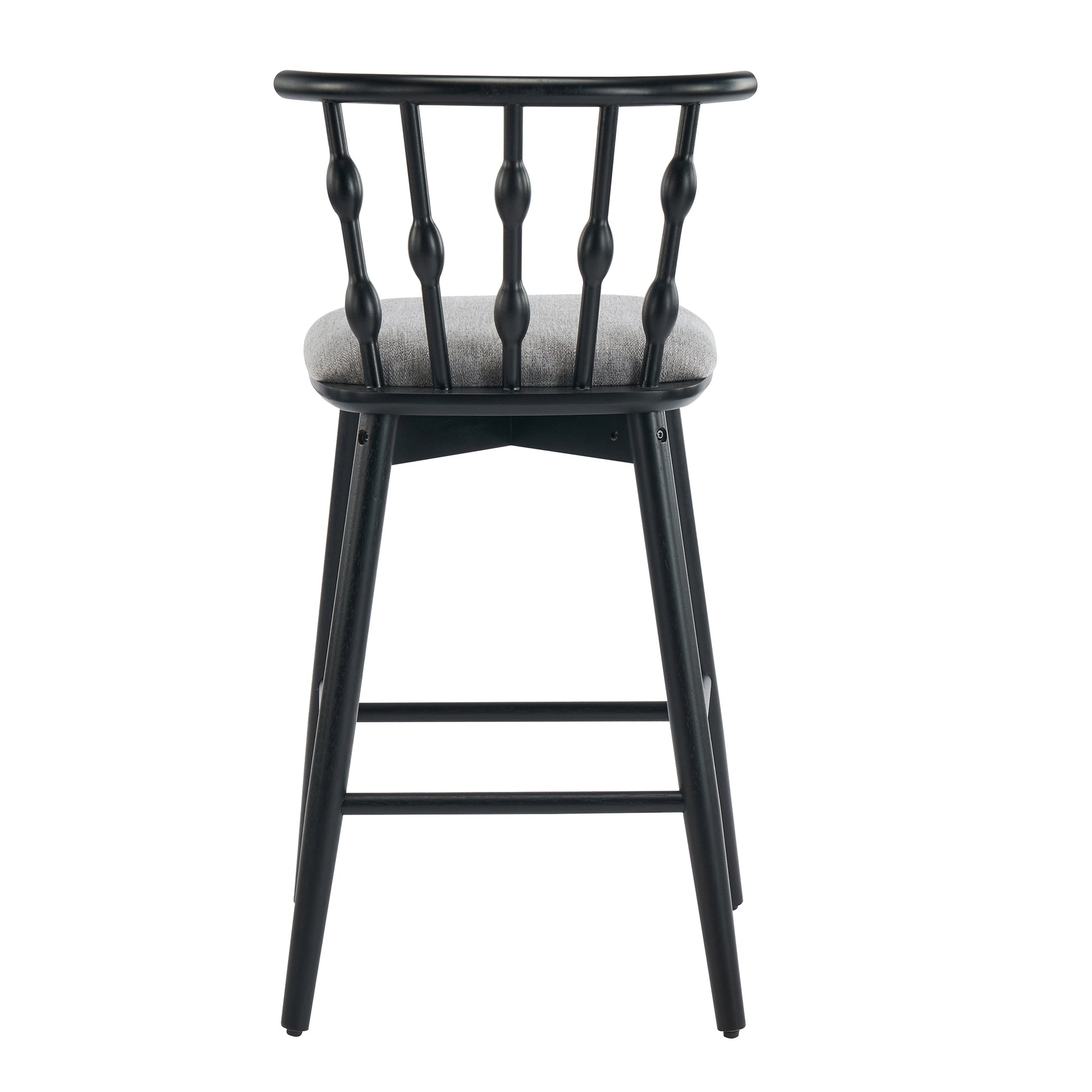 Doria Indoor Wooden Barstool, Black Finish With Grey Upholstery, Set of 2 image 9