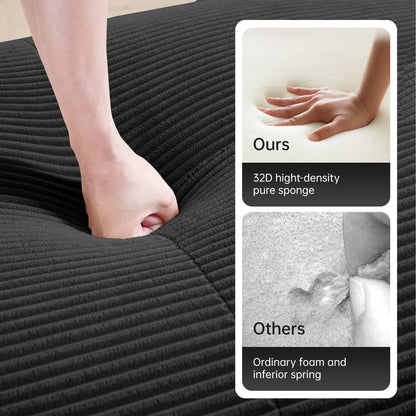 L-shaped modular sofa no assembly ergonomic design pet-friendly luxuryCorduroy Fabric fabric extra-wide curved armrests 32D high-resilience sponge for living rooms bedroom,Black image 8