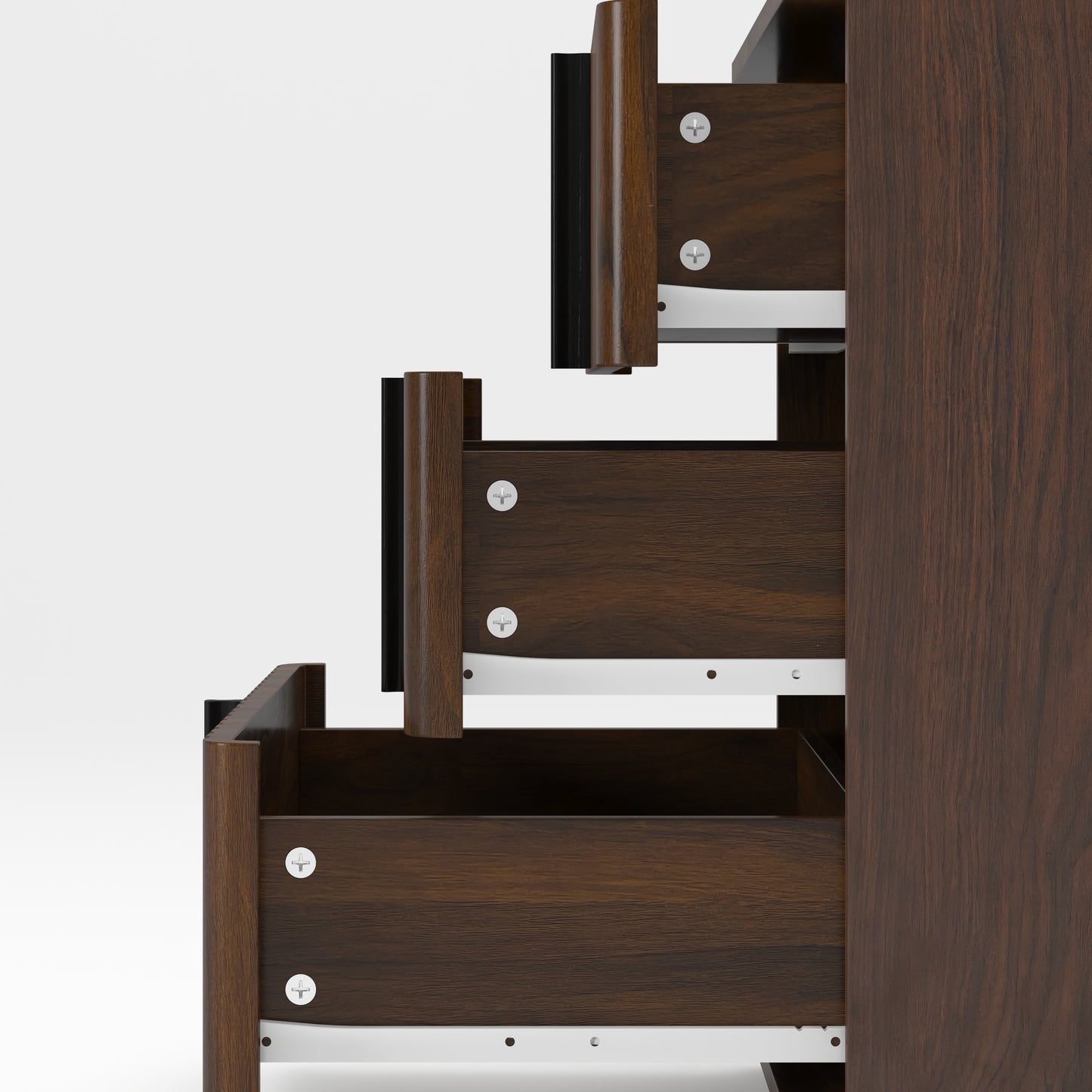 25.39"Vertical Stripe Vintage 3 Drawer Nightstand Cost-Effective Retro Cabinet Furniture Modern Coffee Table,Suitable for Bedroom,Living Room and Home Office,Walnut(Set of 2) image 8