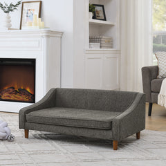 Durable Elevated Dog Sofa Bed,Pet sofa with modern irregular armrest design,Comfortable soft dog sofa-Dark Gray