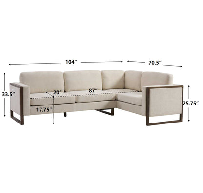 Otis 104 in. Square Arm 2-piece L Shaped Sectional Chenille Sofa,Living Rooms,Bedrooms,Apartment Office image 6