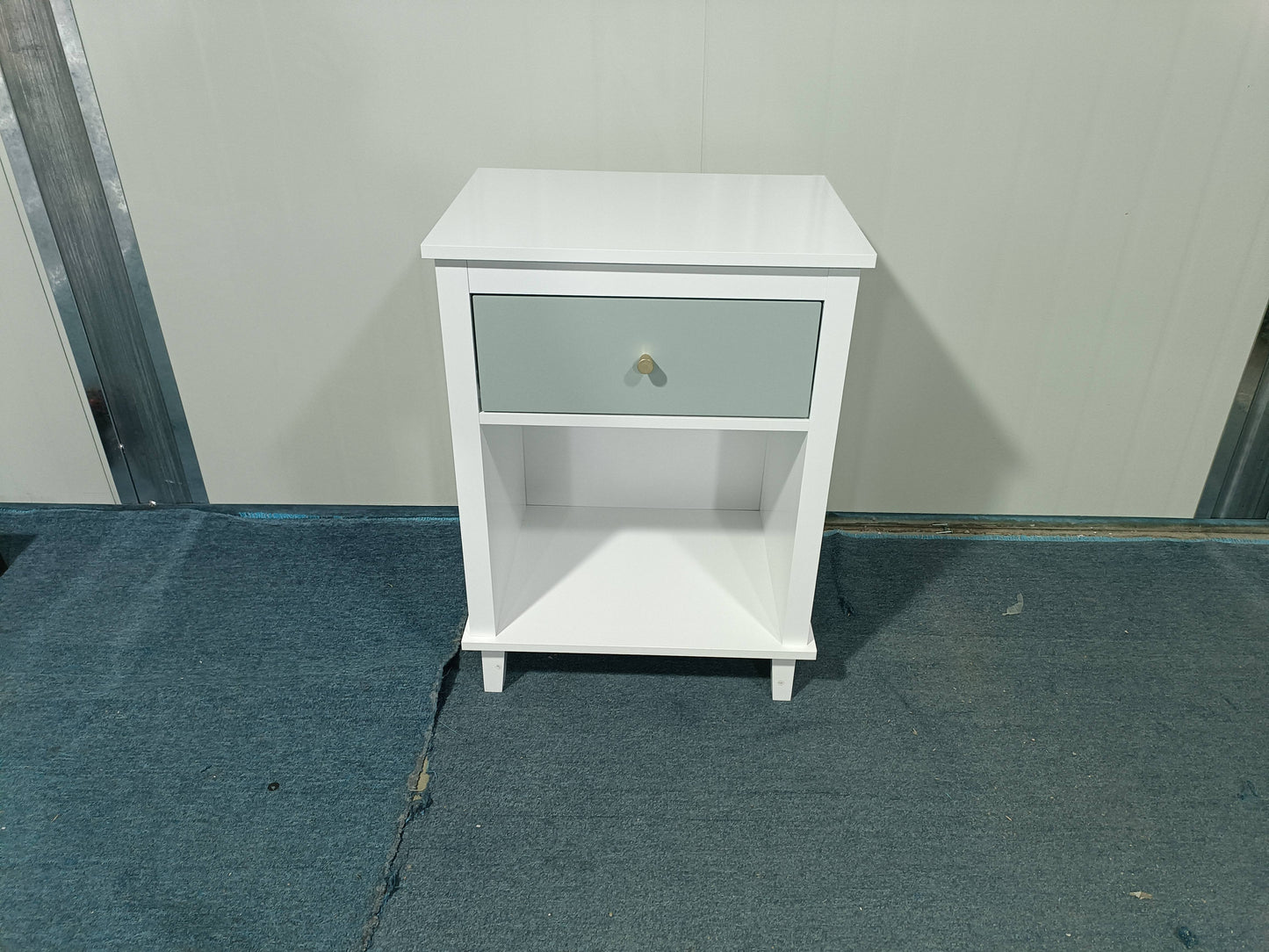 26.77''H Wooden Nightstand with One Drawer One Shelf for Kids, Adults, Sage+Golden handle image 7