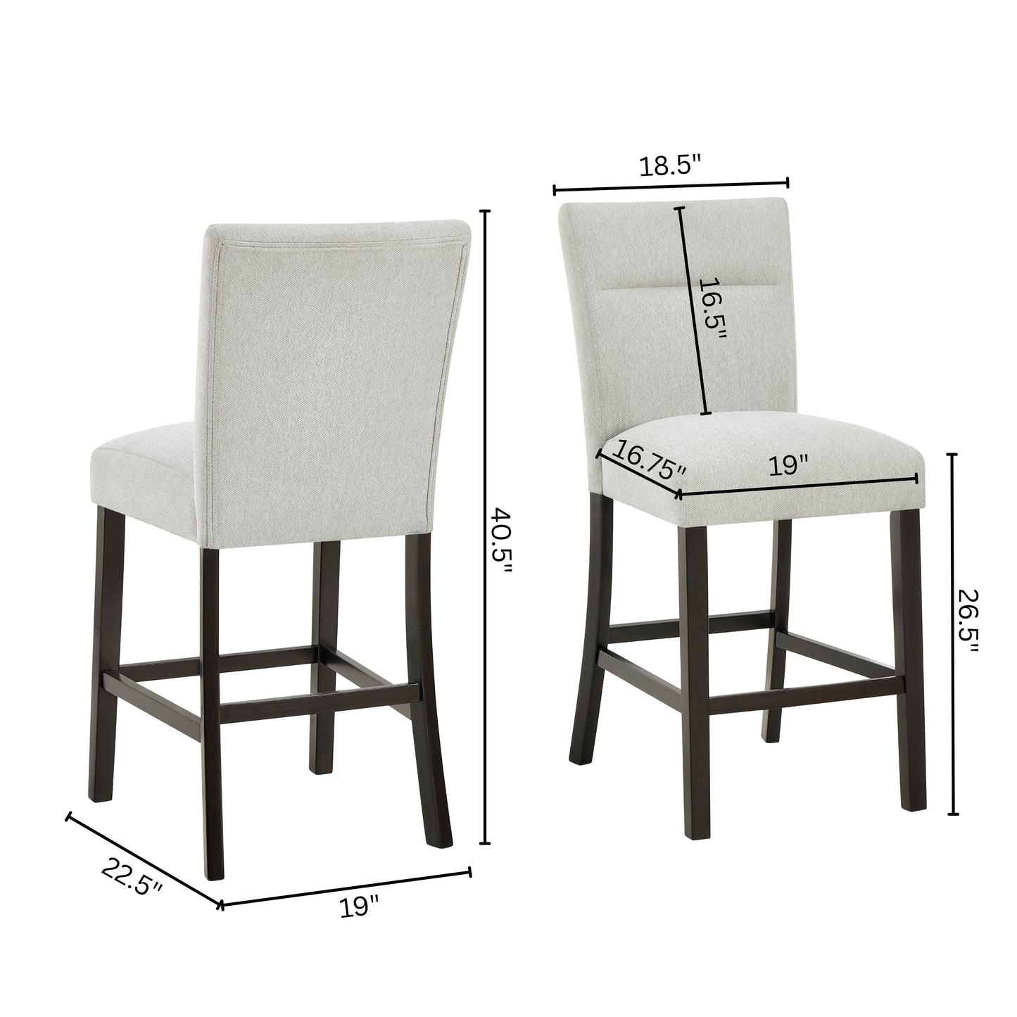 Cavira Modern Upholstered Counter Height Stools, Set of 2, Gray image 6