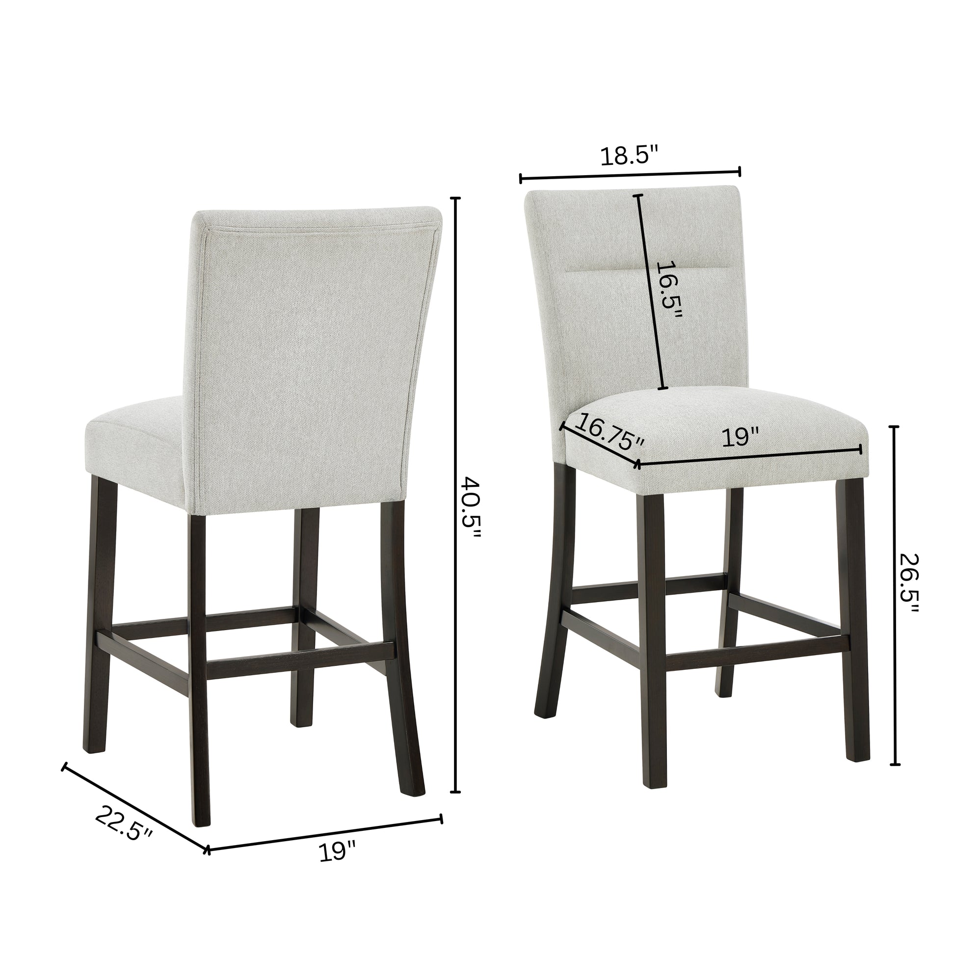 Cavira Modern Upholstered Counter Height Stools, Set of 2, Gray image 6