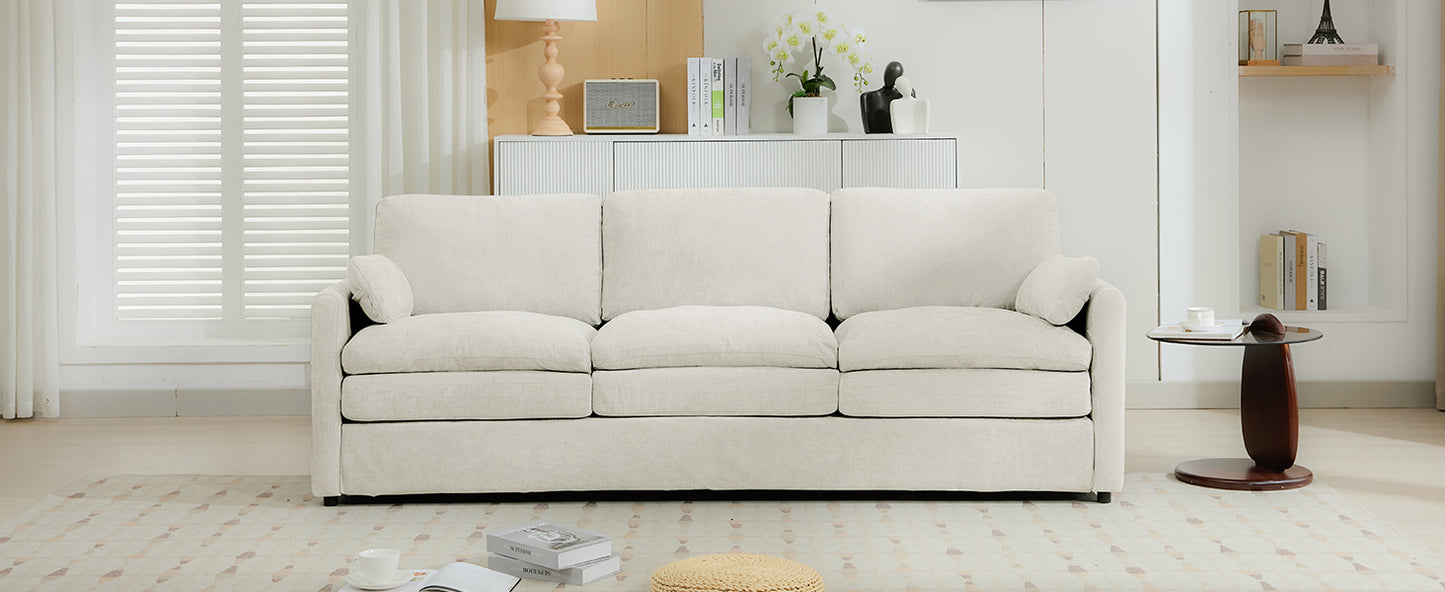 89" Cozy Upholstered 3-seater Sofa Oversized Comfy Cloud Sofa Double Cushion 3-seater Sofa Plush Cushion Sofa Couch for Living Room, Beige image 8