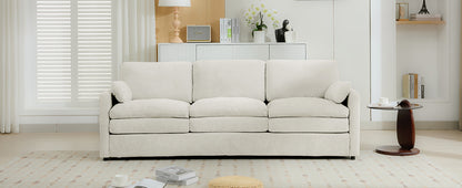 89" Cozy Upholstered 3-seater Sofa Oversized Comfy Cloud Sofa Double Cushion 3-seater Sofa Plush Cushion Sofa Couch for Living Room, Beige image 8