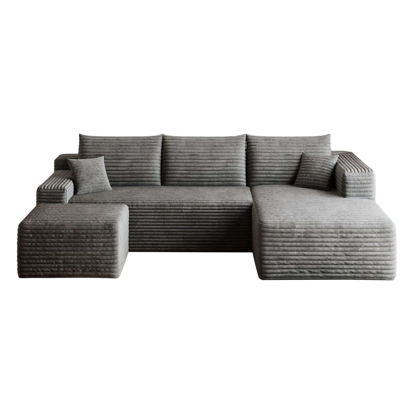 95" Cloud Sectional Sofa with 1 Ottoman,Modern Minimalist Upholstered Couches, Comfort U Shaped Sofa for Living Room,Deep Seat Corner Couch,No Assembly Required,Dark Grey((Plush Corduroy Fabric) image 11