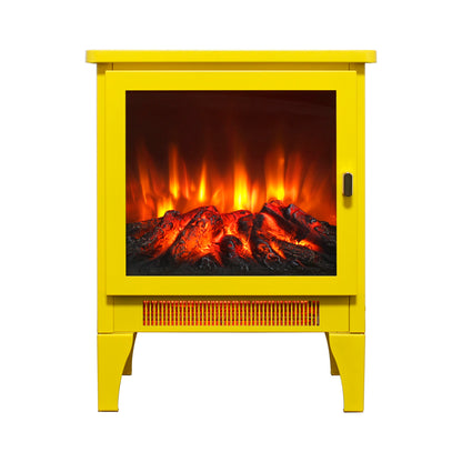 18 inch Freestanding Electric Fireplace Stove heater with 3D Flame effect,Lemon Yellow image 4