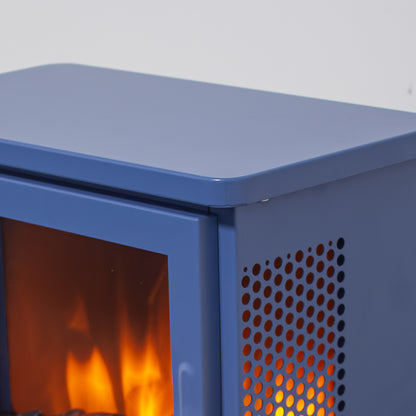 18 inch Freestanding Electric Fireplace Stove heater with 3D Flame effect,Classic Blue image 12