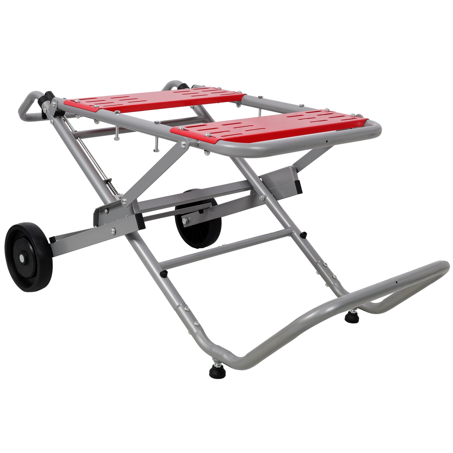 Rolling Foldable Table Saw Stand, Heavy Duty Portable Universal Table Saw Base with 8" Wheels, Adjustable Height, 330Lbs Load Capacity for Woodworking Garage Workshop image 4