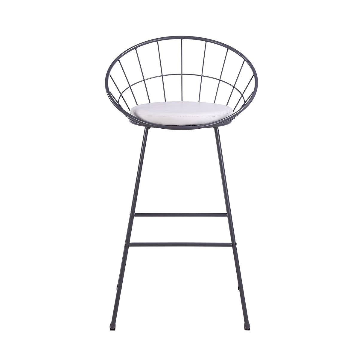 2Pcs Modern Nordic Counter Height Bar Stools, 29.5" Seat Height Industrial Bar Chairs with Curved Hollow Metal Frame Backrest, Padded Faux Leather Seat,Assembly Needed image 5