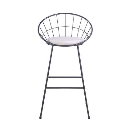 2Pcs Modern Nordic Counter Height Bar Stools, 29.5" Seat Height Industrial Bar Chairs with Curved Hollow Metal Frame Backrest, Padded Faux Leather Seat,Assembly Needed image 5