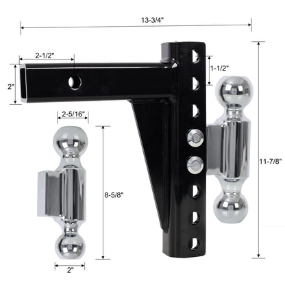 Adjustable Dual Ball Mount,12,000 lb & 10,000 lb Towing Capacity,Dual Hitch Balls (2" & 2‑5/16"), Fits 2" Receiver image 11
