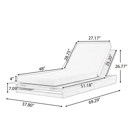 Acacia Wood Chaise Lounge with Movable Cream Cushion – Wide Teak Finish Patio Lounger, 3-Position Recliner, 400 lbs Capacity image 2