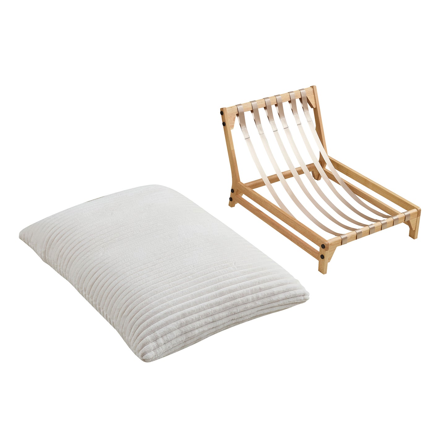 Accent Armless Lazy Sofa, Casual Single Sofa, Corduroy Fabric, For Living Room And Bedroom, With Backrest, Single Seat, OFF-WHITE image 6