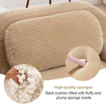 U-shaped modular sofa premiumCorduroy Fabric fabric no assembly anti-slip design pet-friendly extra-wide curved armrests 32D high-resilience sponge for living rooms bedrooms studie,Camel image 9