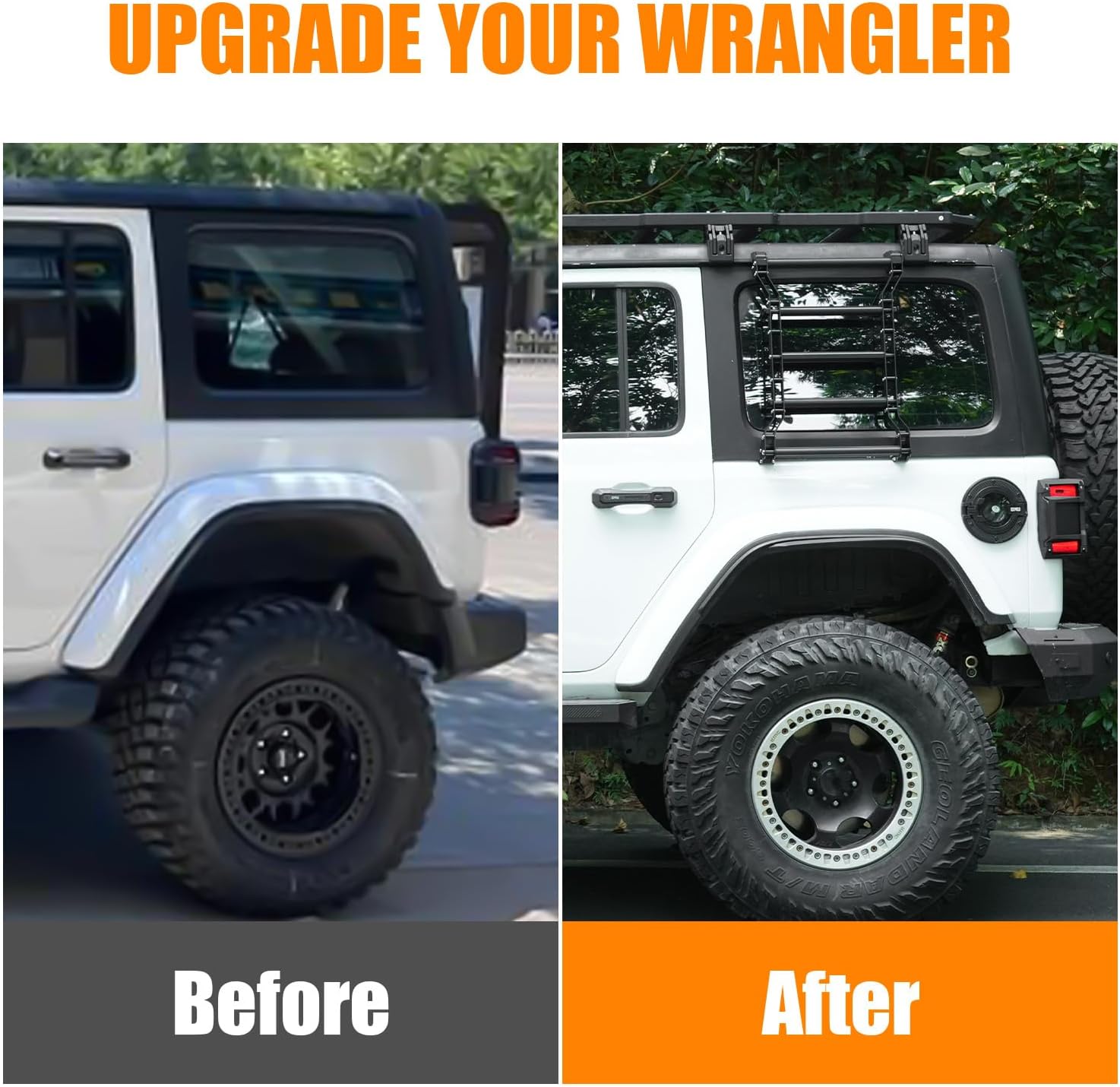 20269 Rear Window Ladder for 2018-2025 Jeep Wrangler JL JLU 2 Door 4 Door Luggage Ladder Rack Multifunctional Flank Kit image 7