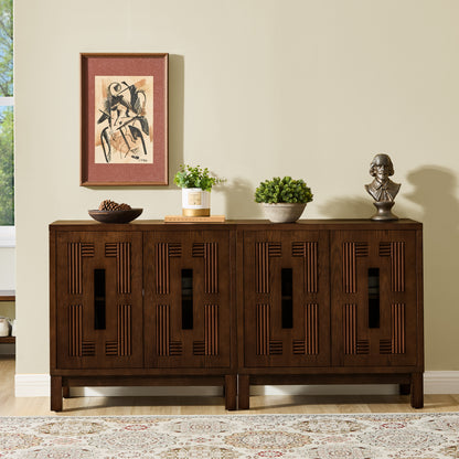 31.5" Mid Century Modern Sideboard Buffet Cabinet with Storage, Carved Openwork Design Display Cabinets, Storage Cabinet with 2 Doors & Adjustable Shelf for Kitchen Dining Living Room Entryway Hallway image 3