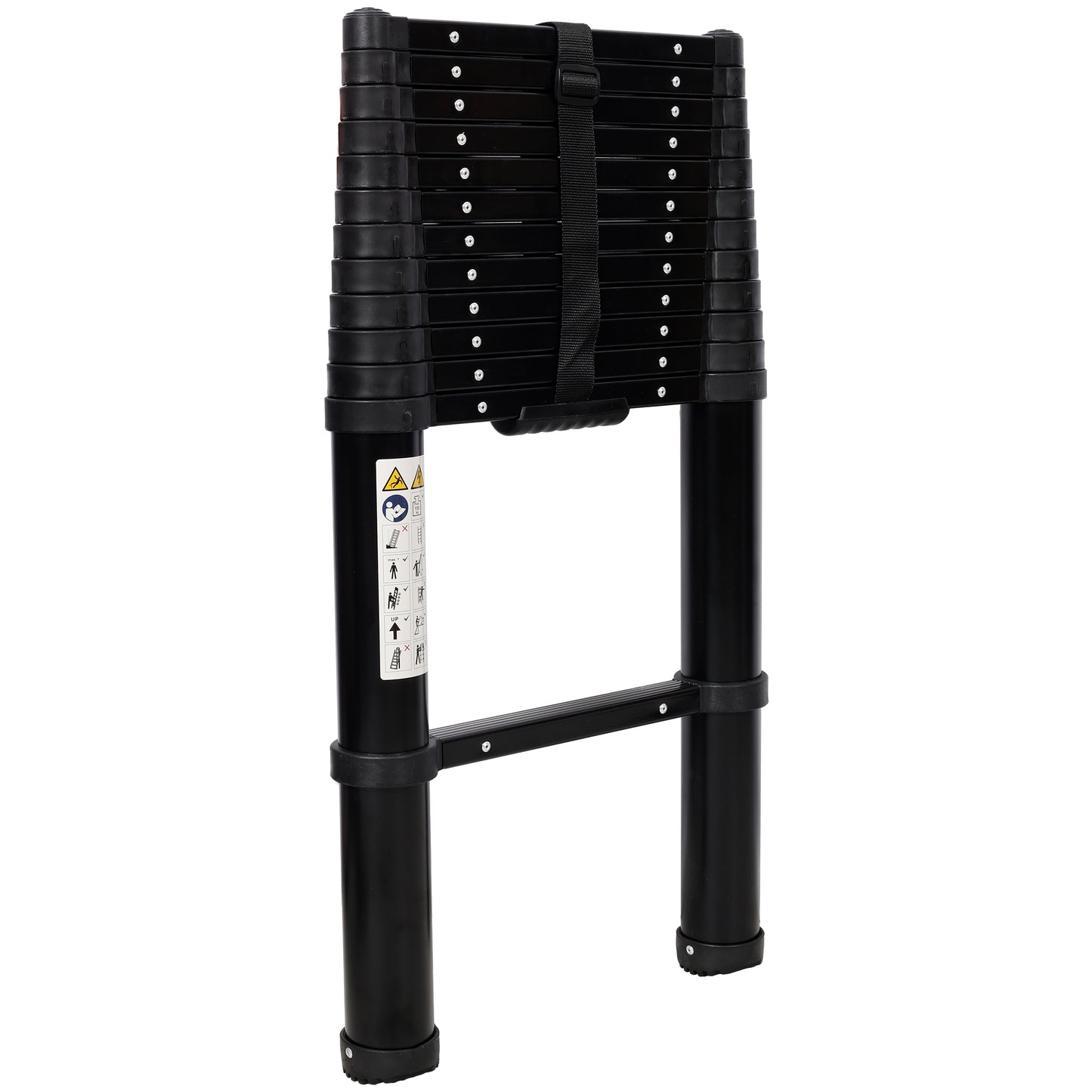 12.5FT Telescopic Ladder Aluminum Ladder with Non-Slip Feet, Slow Down Safety Function Portable Extension Ladder for Household and Outdoor Working, 330lb Capacity Black image 4